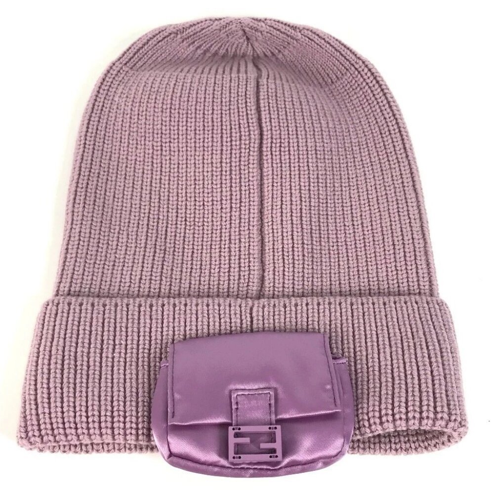 FENDI FXQ938 bucket bag design with logo pocket beanie hat knit hat cap